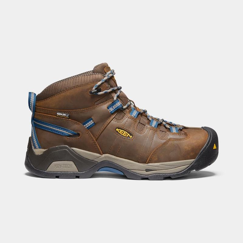 Keen Detroit Xt Mid Waterproof Steel Toe - Erkek Iş Botu - Kahverengi/Mavi - Türkiye (825139SJY)